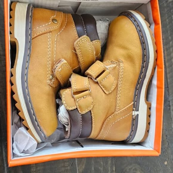 TZJS, Waterproof Outdoor Ankle Hiking Work Boots, Camel, Toddler - Picture 2 of 8